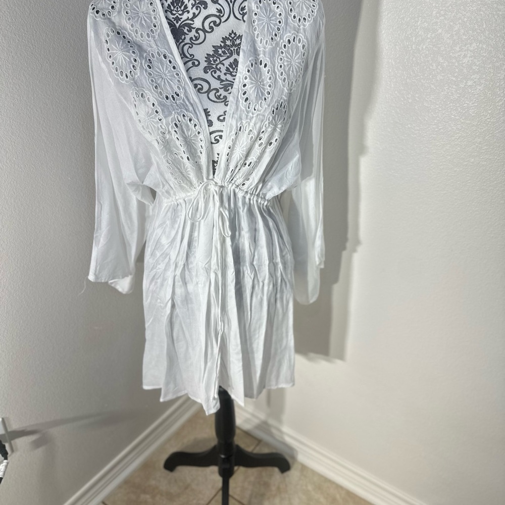 Raviya White Eyelet Swim Coverup